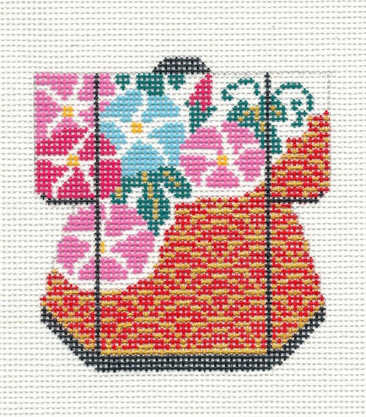Kimono ~ Petite LEE Kimono Morning Glories handpainted Needlepoint Canvas Ornament