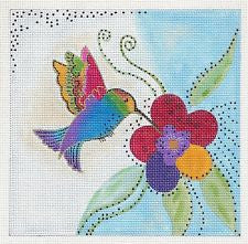 Laurel Burch ~ Hummingbird and Flower Handpainted 13 Mesh Needlepoint Canvas from Danji Designs