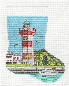 Stocking~Hilton Head Lighthouse Mini handpainted Needlepoint Canvas~by Needle Crossings