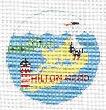 Travel Round ~ Hilton Head handpainted Needlepoint Canvas by Kathy Schenkel