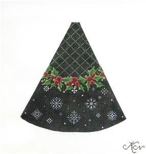 Kelly Clark Tree ~ Holly & Snowflakes Pillar Tree handpainted Needlepoint Canvas