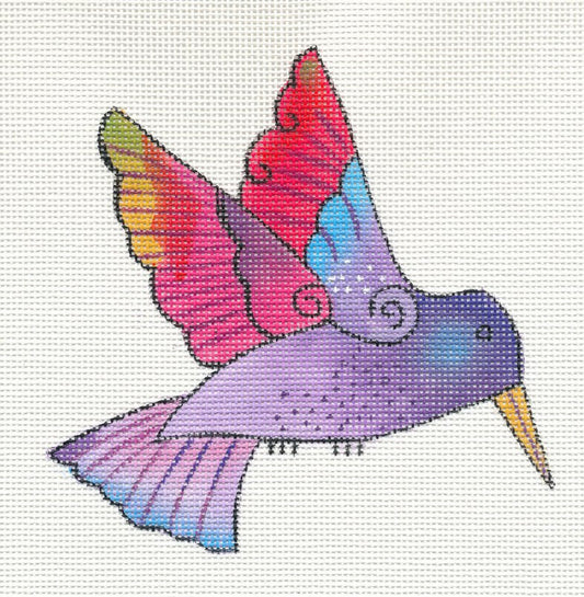 Laurel Burch ~ Purple Hummingbird Handpainted Needlepoint Canvas by Danji Designs