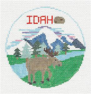 Travel Round ~ Idaho with POTATO ~ handpainted Needlepoint Canvas by Kathy Schenkel