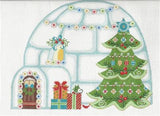 Christmas Canvas ~ Lg. Christmas Igloo on handpainted Needlepoint Canvas & STITCH GUIDE by Danji Designs