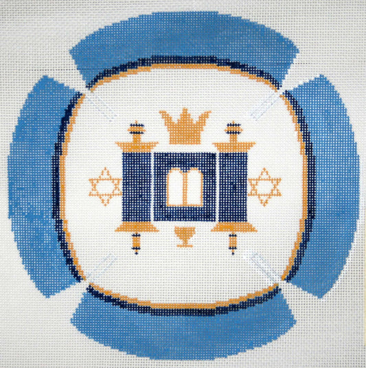 Yarmulke Rebecca Shore with Traditional Torah on Blue and White Design ***Exclusive***