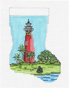 Stocking ~ Jupiter, Florida Lighthouse Mini Stocking handpainted Needlepoint Canvas by Needle Crossings