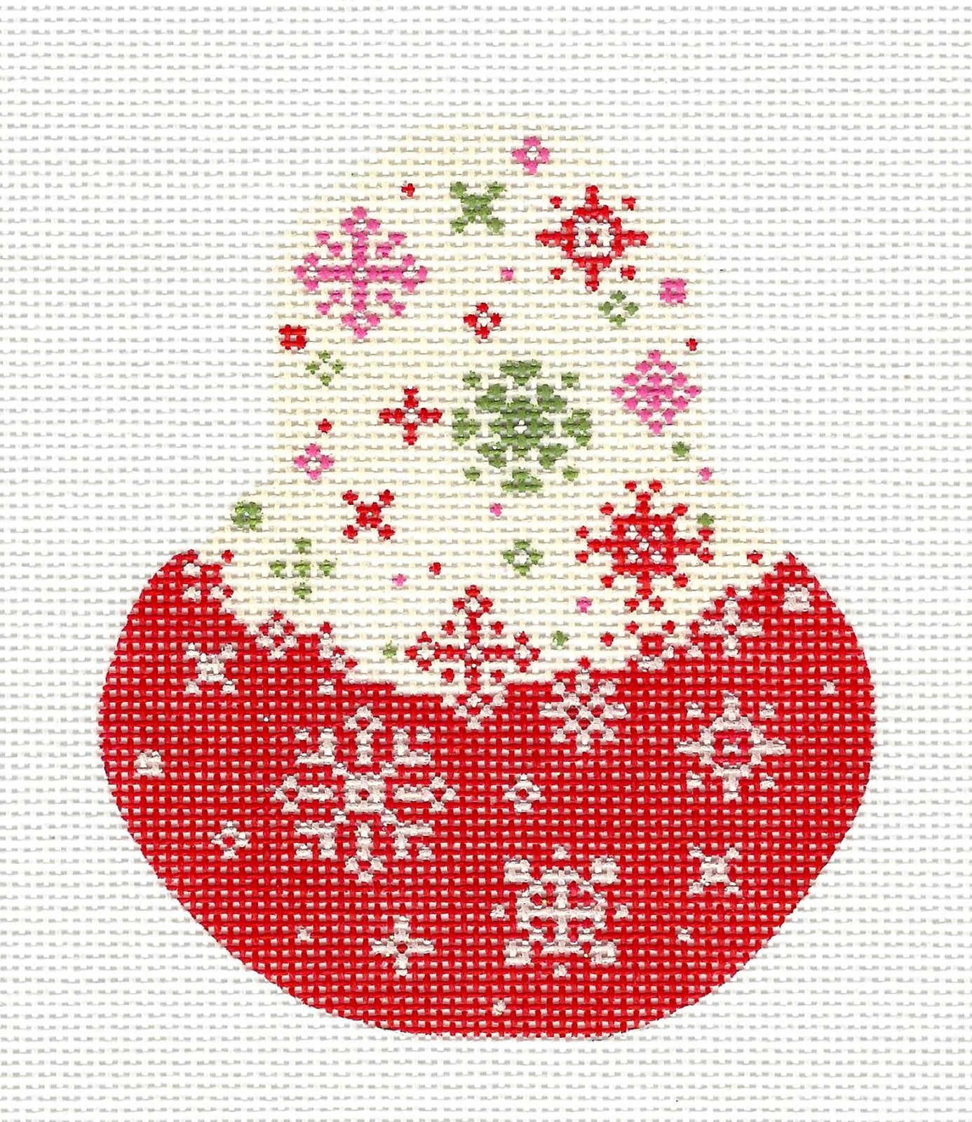 Kelly Clark Pear – Red Velvet Snowflake Pear handpainted Needlepoint Canvas
