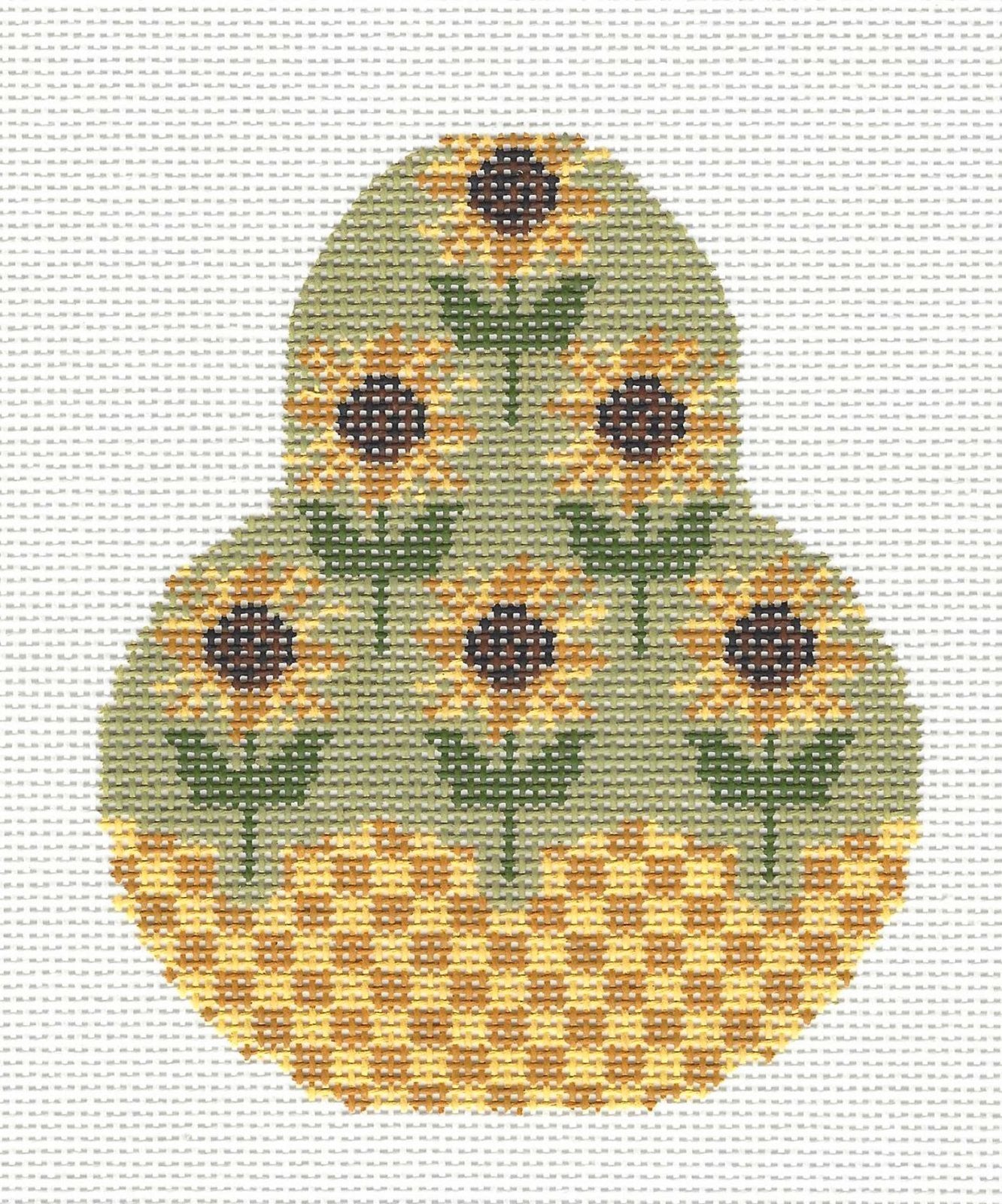 Kelly Clark Pear– Fall Sunflowers Pear Ornament handpainted Needlepoint Canvas **SP. ORDER**