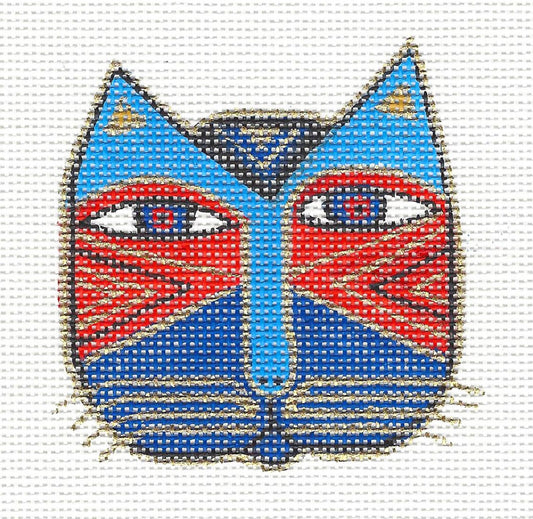 Laurel Burch Small Cat Face #2 Handpainted Needlepoint Canvas by Danji Designs