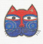 Laurel Burch Small Cat Face #4 Handpainted Needlepoint Canvas by Danji Designs