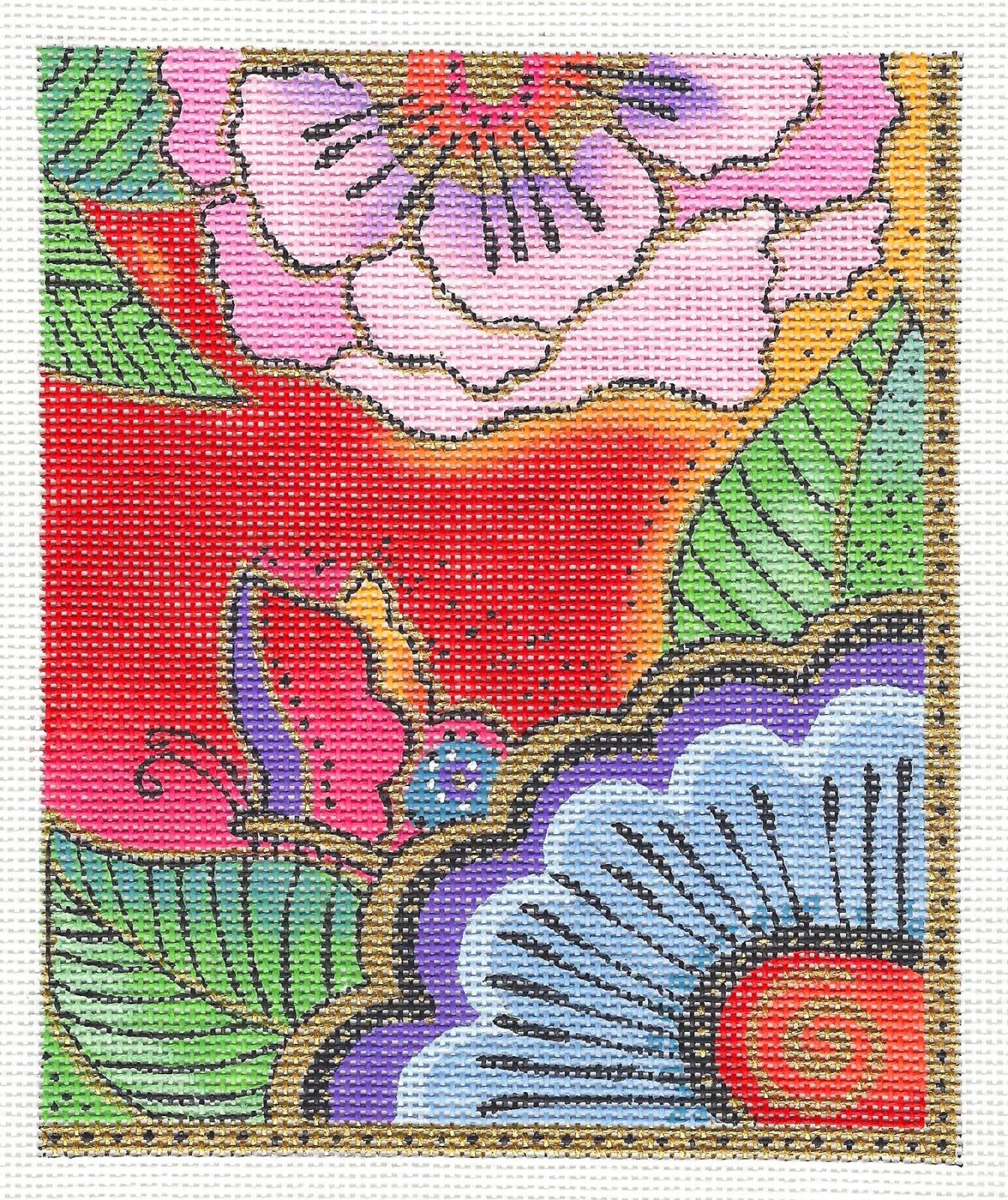 Canvas ~ Laurel Burch Butterfly Flower Handpainted Needlepoint Canvas by Danji Designs