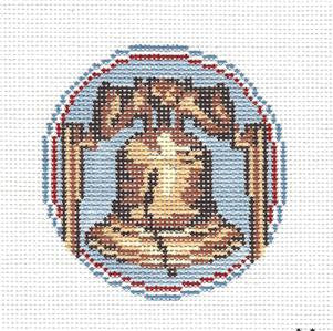 Travel Round ~ Philadelphia Liberty Bell Ornament 3" handpainted Needlepoint Canvas by Needle Crossings *RETIRED*
