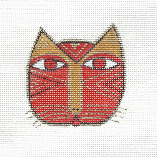 Laurel Burch Small Cat Face #3 Handpainted Needlepoint Canvas by Danji Designs
