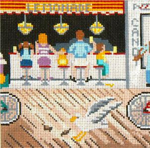 Canvas~Boardwalk Lemonade Stand handpainted Needlepoint Canvas~by Needle Crossings