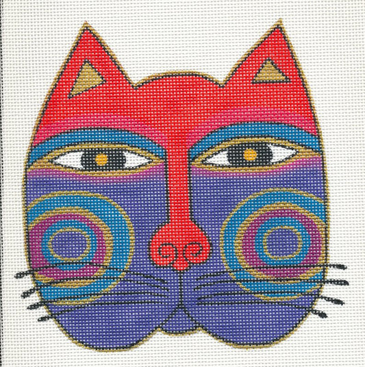 Laurel Burch ~ Large Cat Face Handpainted 13 mesh Needlepoint Canvas from Danji Designs