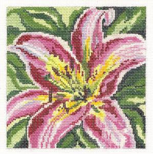 Canvas~ Stargazer Lily Flower handpainted Needlepoint Canvas~by Needle Crossings