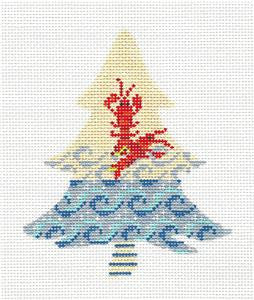 Kelly Clark Tree ~ Lobster Tree Canvas, STITCH GUIDE & Fibers KIT Needlepoint Ornament Canvas SET