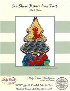 Kelly Clark Tree ~ Lobster Tree Canvas, STITCH GUIDE & Fibers KIT Needlepoint Ornament Canvas SET