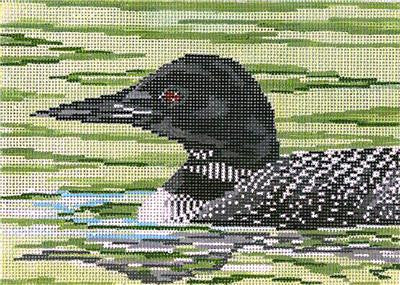 Bird Canvas ~ Elegant Loon on the Lake handpainted 18 mesh Needlepoint Canvas by Needle Crossings