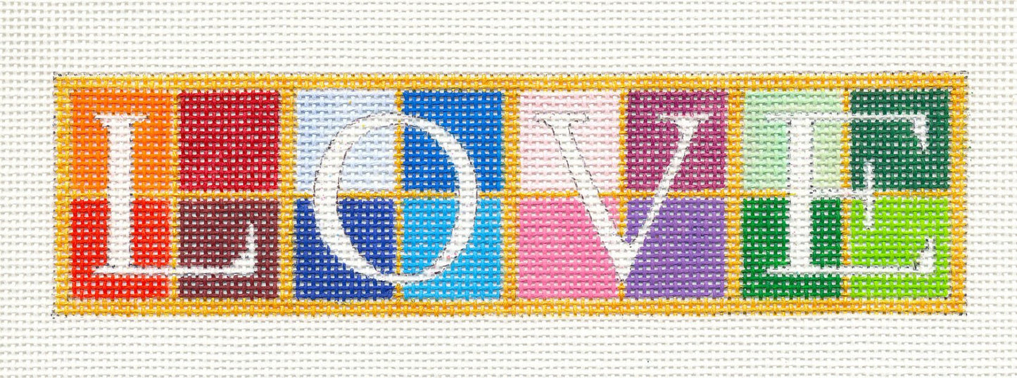 Canvas ~ LOVE Bookmark or Cuff Bracelet handpainted Needlepoint Canvas by Raymond Crawford