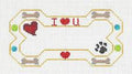 Dog Bone ~ "I LOVE YOU"  with Hearts, Toys & Dog Bones Ornament from Danji