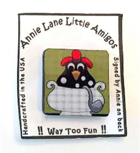 Needle Magnet ~ "Chicken Soup" Hen in a Soup Crock Pot Needle Magnet  by Annie Lane