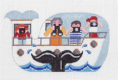 Travel Canvas ~ Whale Watching New England, Nantucket, Cape Cod handpainted Needlepoint Canvas MBM