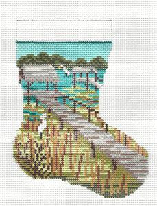Mini Stocking ~ Marsh & Egret 13 MESH handpainted Needlepoint Canvas by Needle Crossings