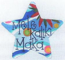 Star ~ Hawaii "Mele Kaliki Maka" Star handpainted Needlepoint Ornament Canvas by Raymond Crawford