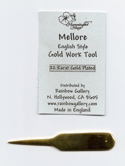 Laying Tool ~ English Style MELLOR Laying Tool for Needlepoint & Gold Work ~ 22 Karat Gold Plated