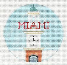 College Round ~ Miami University in Ohio handpainted Needlepoint Canvas by Kathy Schenkel
