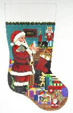 Stocking ~ Santa's Milk & Cookies Full Size Christmas Stocking handpainted 13 Mesh Needlepoint Canvas by Susan Roberts
