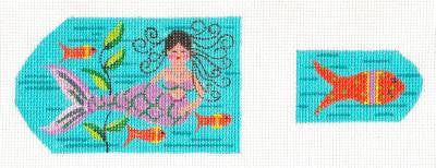 Scissor Case ~ Milli the Mermaid and Fish Fob on Handpainted Needlepoint Canvas from Danji Designs