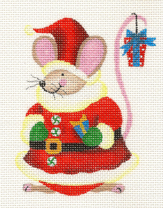 Christmas Mouse ~ Santa Mouse With Gifts handpainted Needlepoint Canvas by Danji Designs
