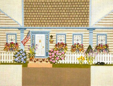 Brick Cover ~ New England Cottage handpainted Needlepoint Canvas by Needle Crossings