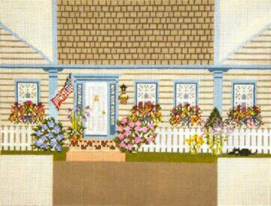 Brick Cover ~ New England Cottage handpainted Needlepoint Canvas by Needle Crossings