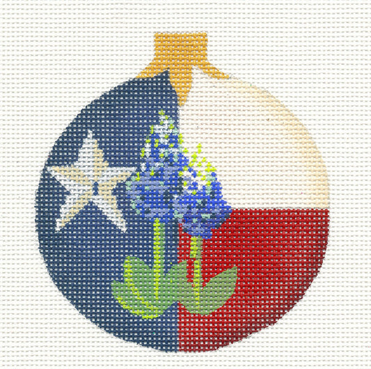 Kelly Clark Christmas ~ Texas State with Bluebonnets handpainted Needlepoint Canvas Ornament