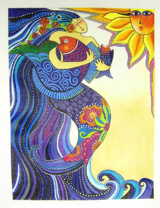 Laurel Burch ~ OCEAN SONG Mermaid LG. handpainted Needlepoint Canvas from Danji Designs