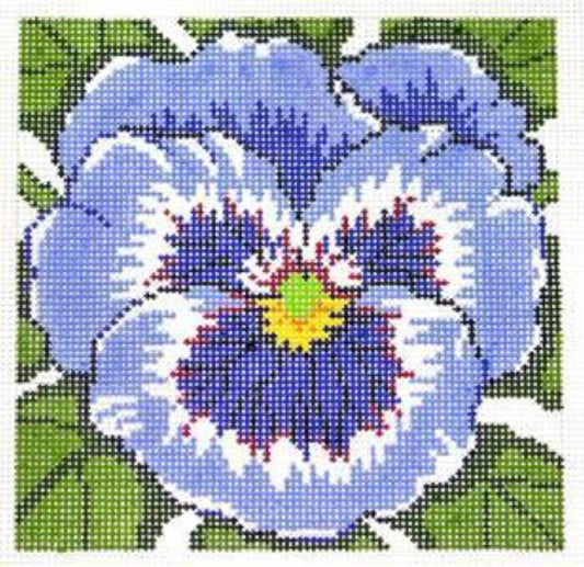Floral Canvas ~ Blue Pansy Flower Series handpainted Needlepoint Canvas on 12 Mesh by LEE