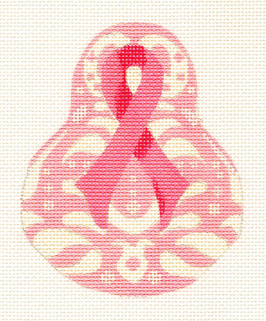 Kelly Clark Pear – Pink Ribbon Pear handpainted Needlepoint CanvasOrnament **SP. ORDER**