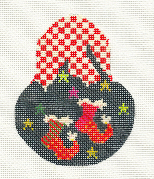 Kelly Clark Pear – Christmas Pear of Elves Socks handpainted Needlepoint Canvas