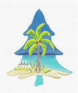 Kelly Clark Tree ~ Coastal Palmetto Palm Tree handpainted 18 Mesh Needlepoint Canvas Ornament