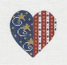 Heart ~ Heart Patriotic Red, White, Blue and Metallic Gold with Stars by Danji