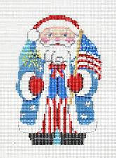 Santa ~ Patriotic Santa With Flag handpainted Needlepoint Canvas~ by Susan Roberts