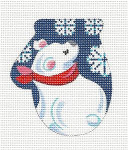 Mitten~Polar Bear handpainted Needlepoint Canvas & SG by JulieMar***SPECIAL ORDER***