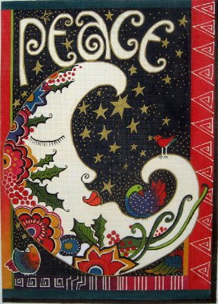 Laurel Burch Peace Large Handpainted Needlepoint Canvas by Danji Designs