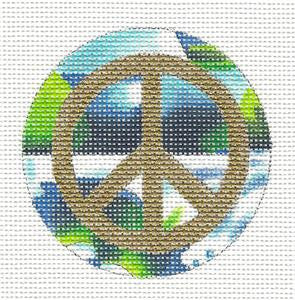 Peace Round ~ Peace Sign on Bright Colors handpainted 3" Needlepoint Canvas By Lani
