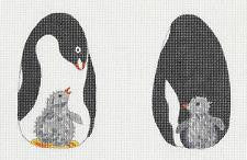 Scissor Case ~ Penguin & Chicks 2 Sided Scissor Case handpainted Needlepoint Canvas by Susan Roberts