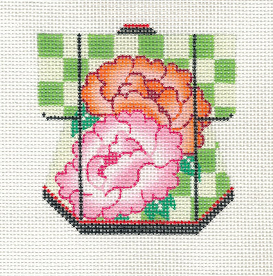 Kimono ~ Petite Kimono 2 Blossoms handpainted 18 mesh Needlepoint Canvas Ornament by LEE