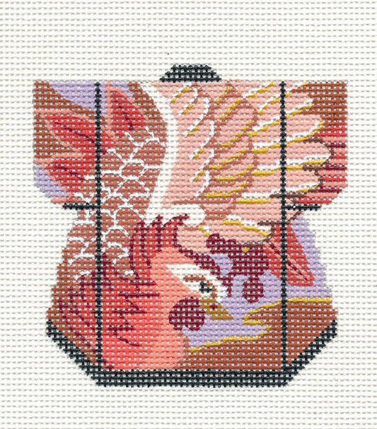 Kimono ~ Oriental Phoenix Bird Petite Kimono handpainted Needlepoint Canvas Ornament by LEE